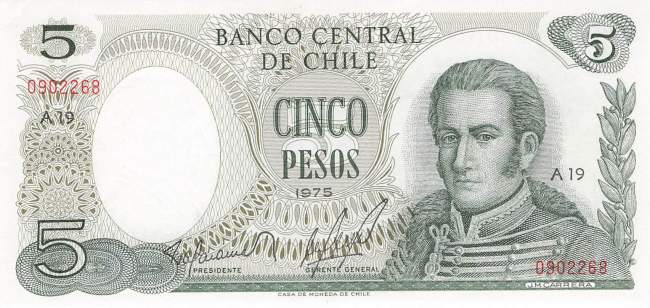 5 Pesos p149a Chile 1975